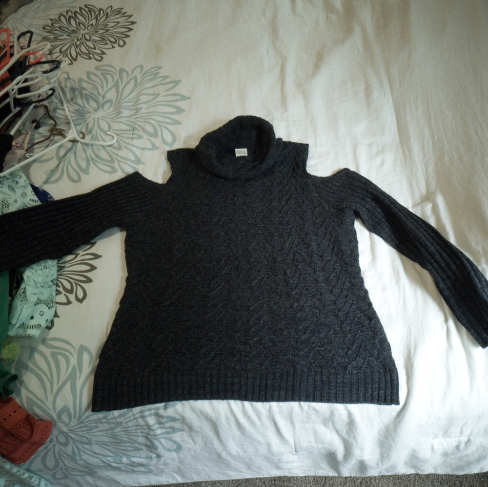 Cold shoulder sweater